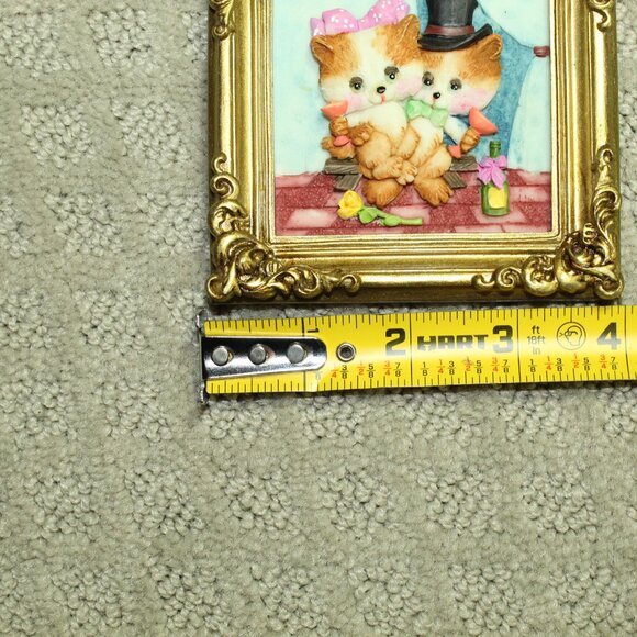 Miniature Cute & Funny Framed 4" x 4" Resin Cat Wall Art - Picture 3 of 4